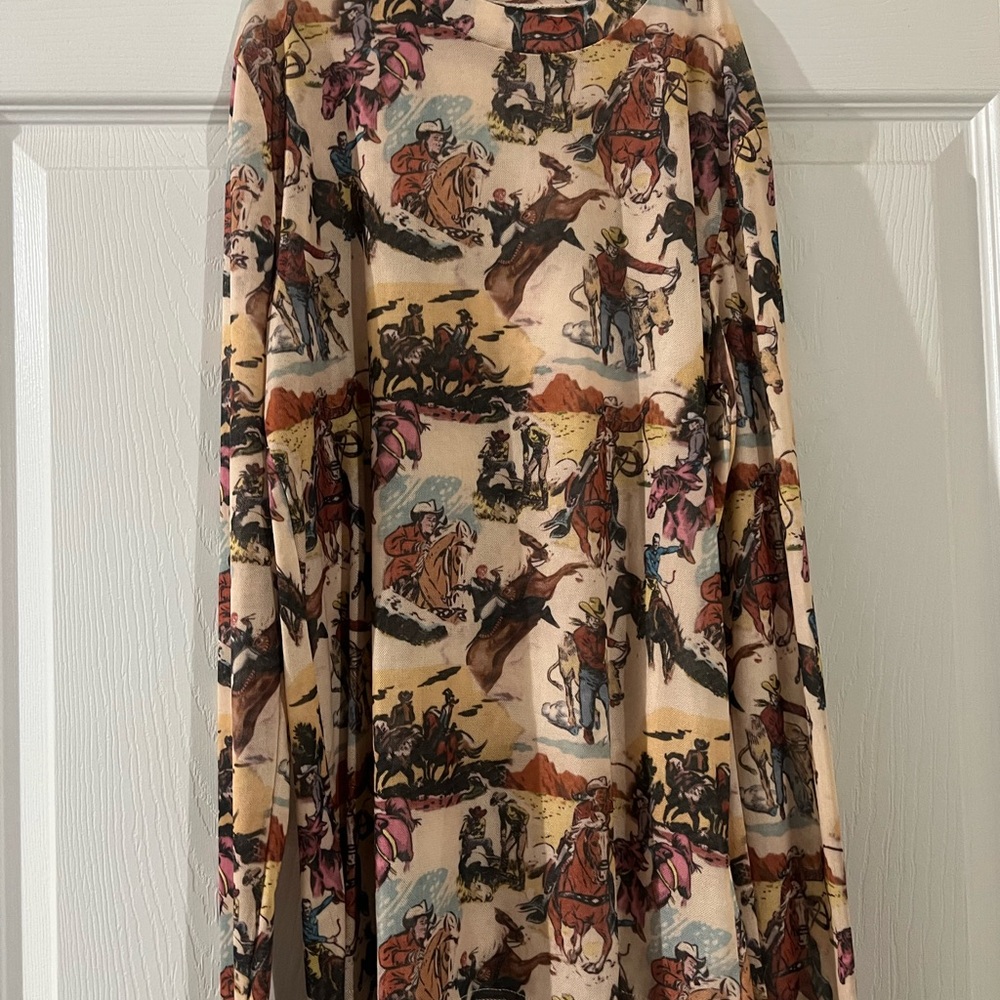Western Print Long Sleeve Shirt